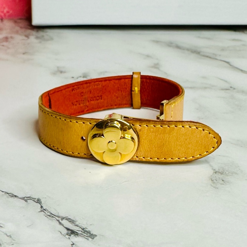 EUC Louis Vuitton Vachetta Leather Monogram Millennium Wish Bracelet - Picture 6 of 11